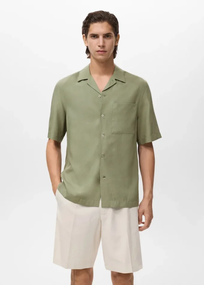 Košile z lyocellu s pravidelným střihem Košile z lyocellu s pravidelným střihem