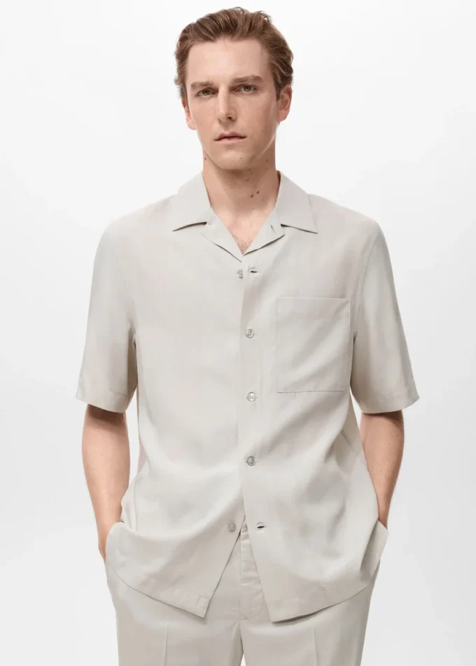 Košile z lyocellu s pravidelným střihem Košile z lyocellu s pravidelným střihem