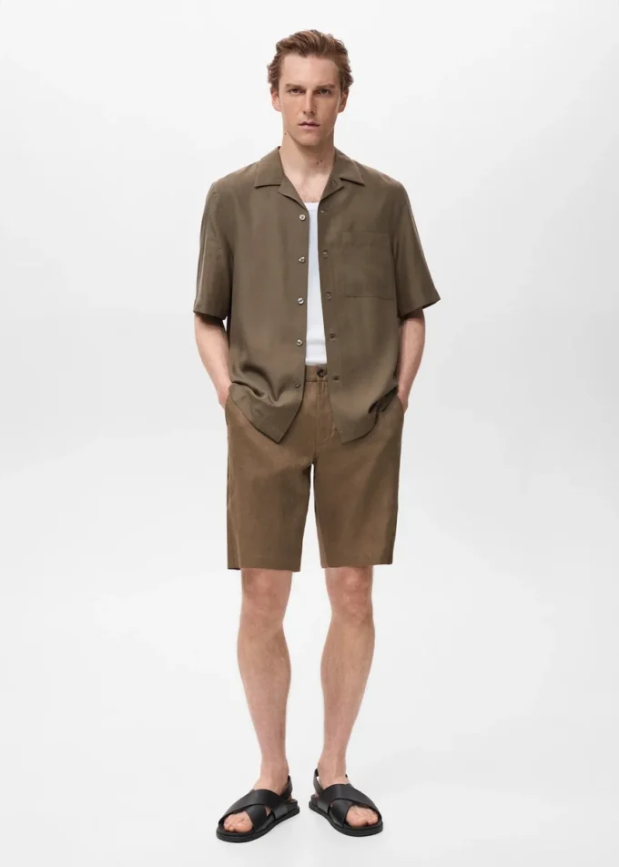 Košile z lyocellu s pravidelným střihem Košile z lyocellu s pravidelným střihem