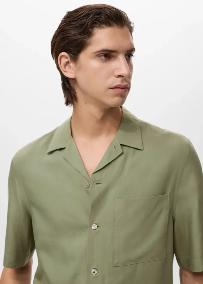 Košile z lyocellu s pravidelným střihem Košile z lyocellu s pravidelným střihem