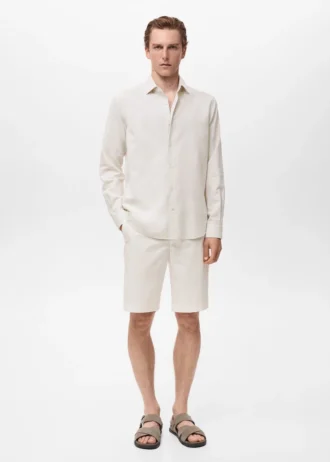 Košile ze směsi bavlny a lnu