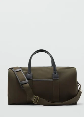 Kombinovaná kožená a bavlněná kabelka typu bowling