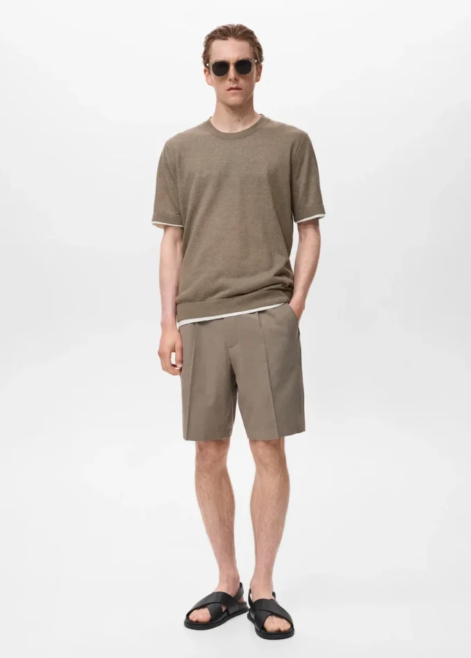 Kontrastní tričko ze směsi bavlny Kontrastní tričko ze směsi bavlny