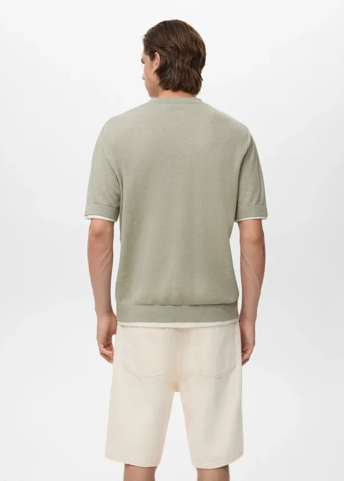 Kontrastní tričko ze směsi bavlny Kontrastní tričko ze směsi bavlny