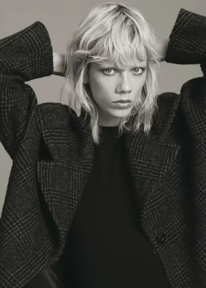 Kostkovaný kabát z vlněné směsi Kostkovaný kabát z vlněné směsi