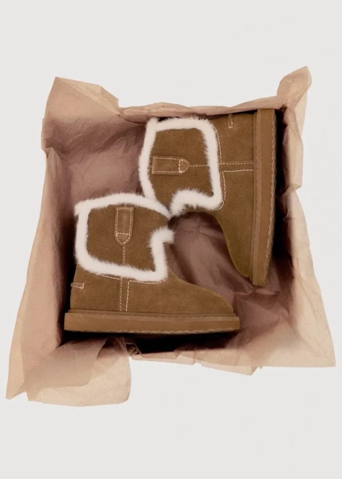 Kotníkové boty ze semiše s efektem kožešiny Kotníkové boty ze semiše s efektem kožešiny