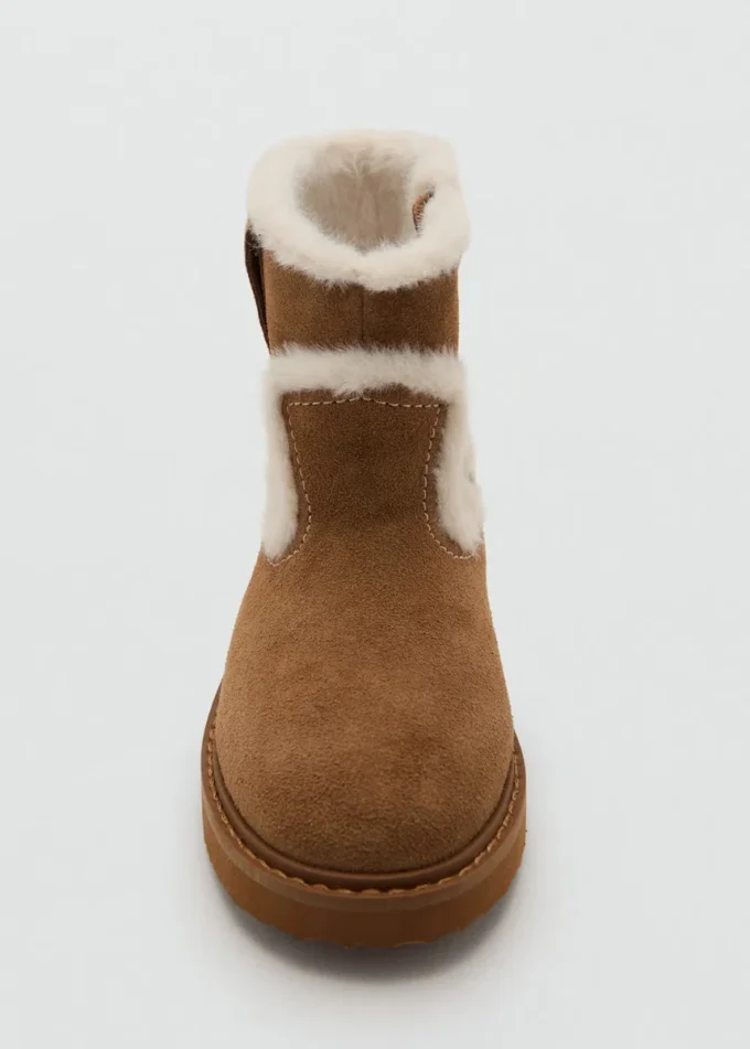 Kotníkové boty ze semiše s efektem kožešiny Kotníkové boty ze semiše s efektem kožešiny