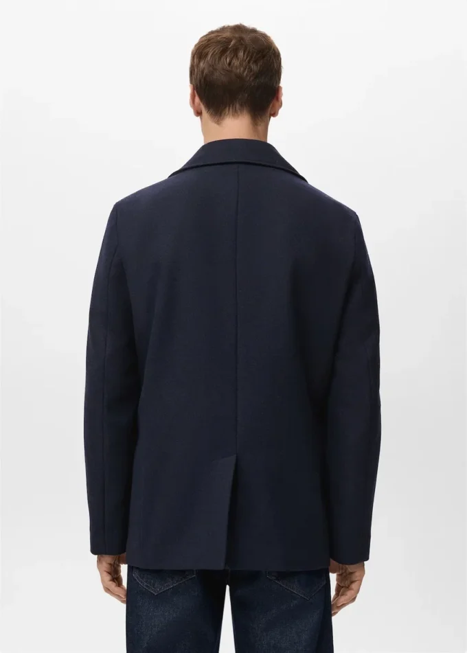 Krátký dvouřadový vlněný kabát Krátký dvouřadový vlněný kabát