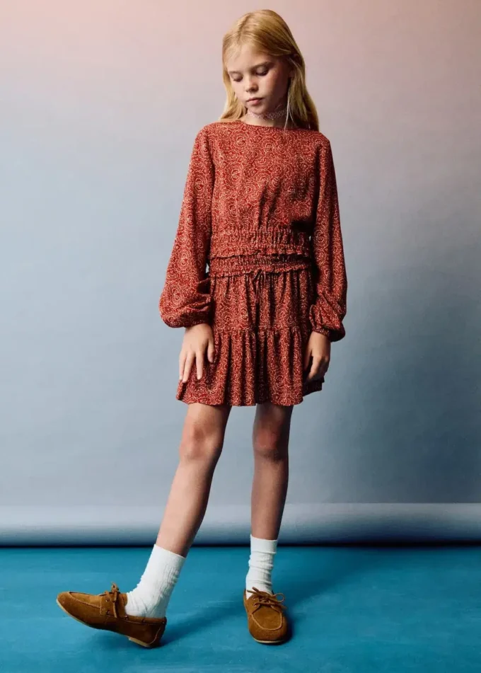 Blůza s potištěnými nafouknutými rukávy