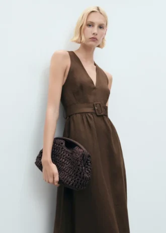 Lněné šaty s páskem