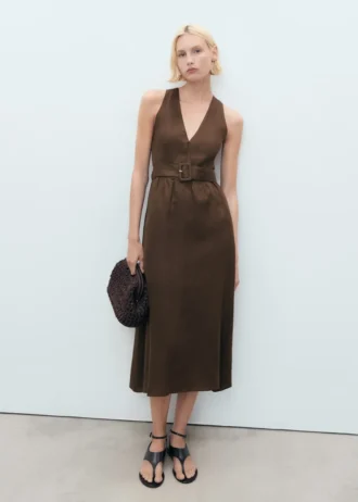 Lněné šaty s páskem