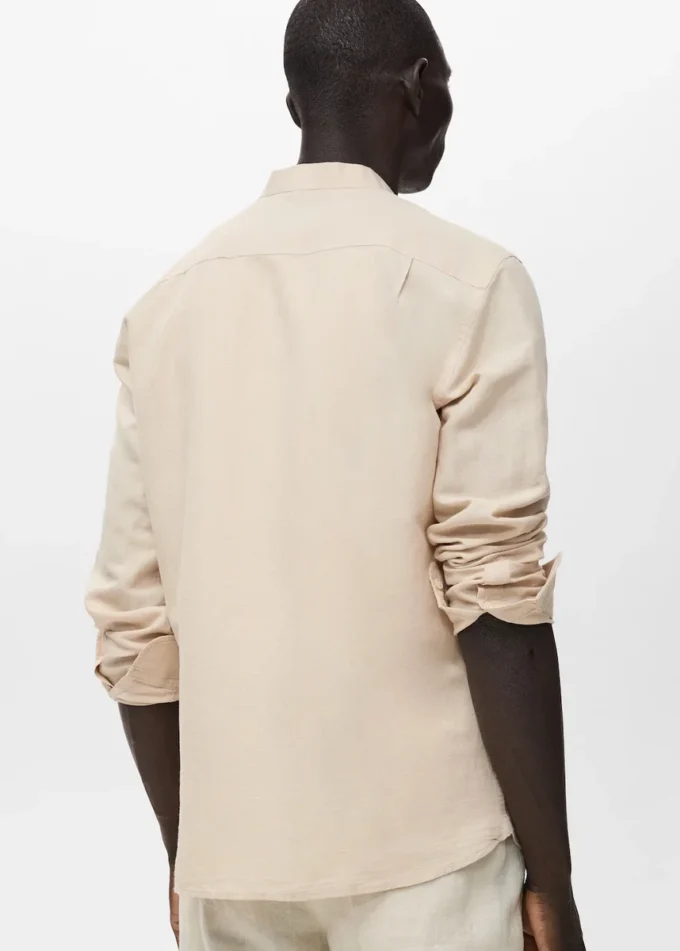 Lněná košile s mao límcem Lněná košile s mao límcem