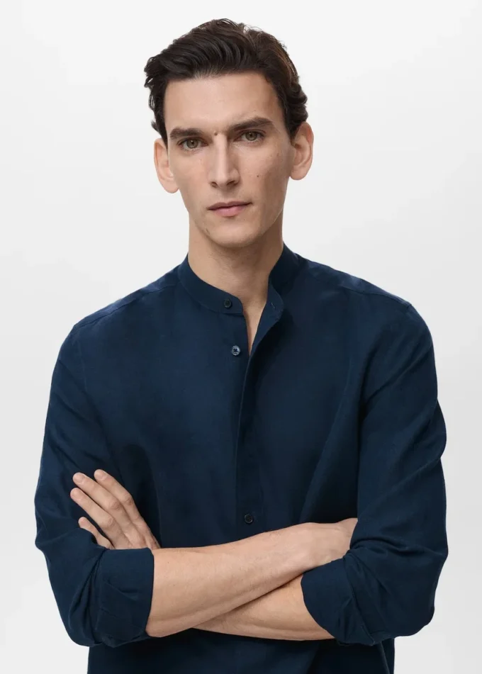 Lněná košile s mao límcem Lněná košile s mao límcem