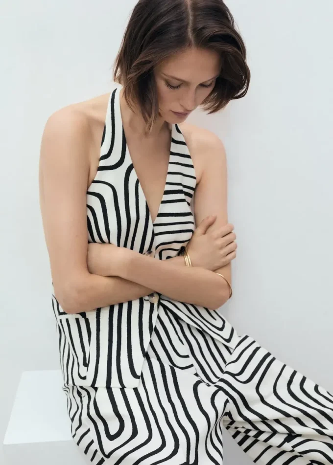 Lněná vesta s geometrickým potiskem Lněná vesta s geometrickým potiskem