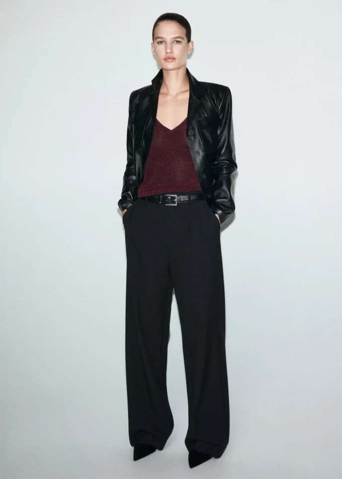 Lurexový pletený top s výstřihem do V Lurexový pletený top s výstřihem do V