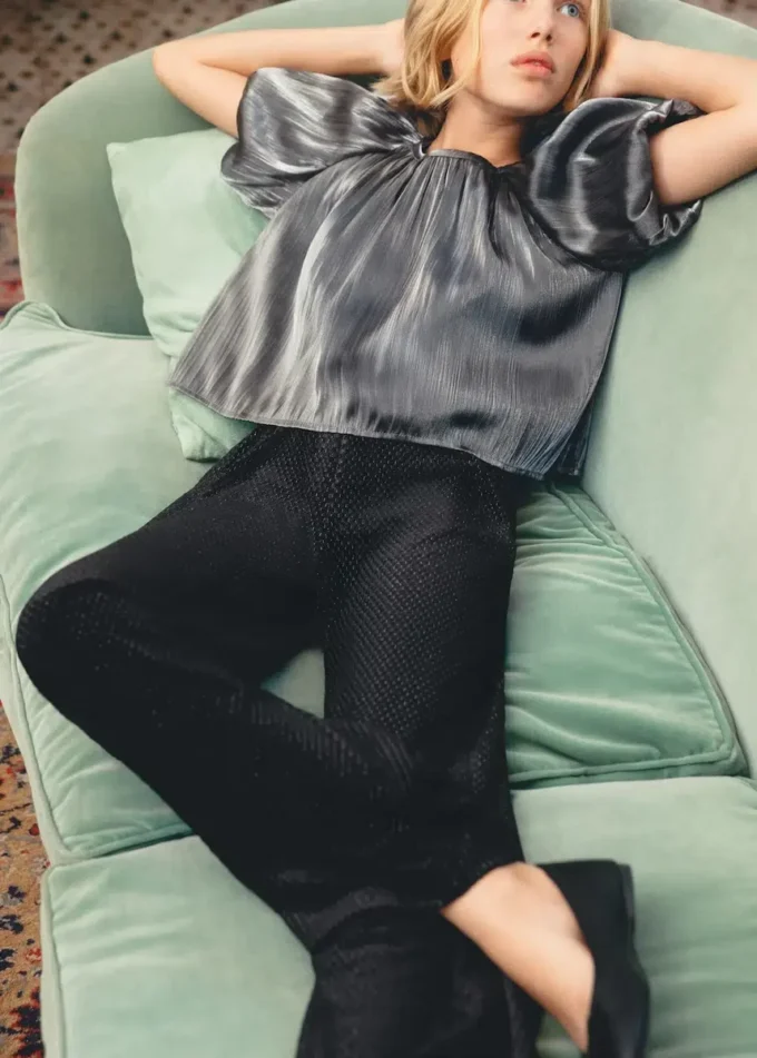 Lurexové sametové kalhoty