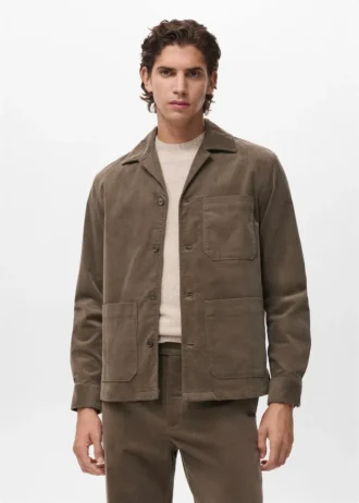 Manžetová košile z bavlněného manšestru s kapsami