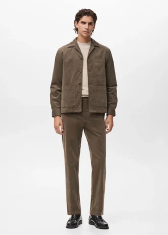 Manžetová košile z bavlněného manšestru s kapsami