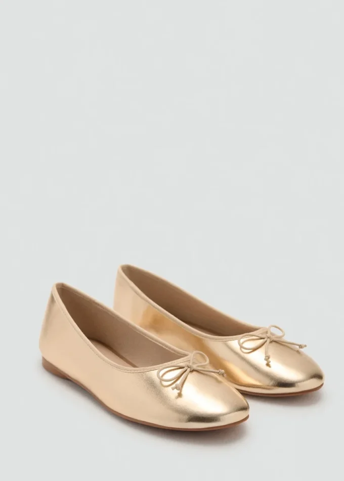 Metalické baleríny s mašlí