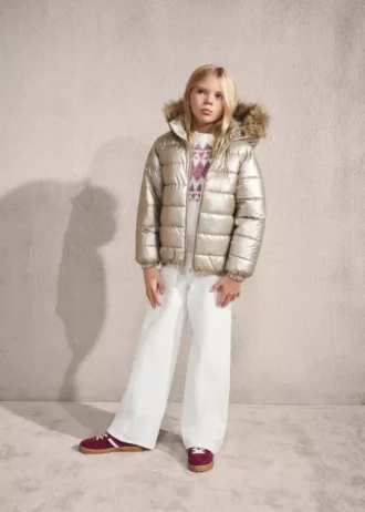 Metalická péřová bunda