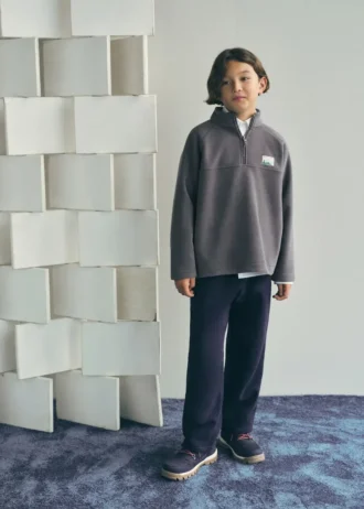 Mikina z polar fleece s perkinsovým výstřihem Mikina z polar fleece s perkinsovým výstřihem