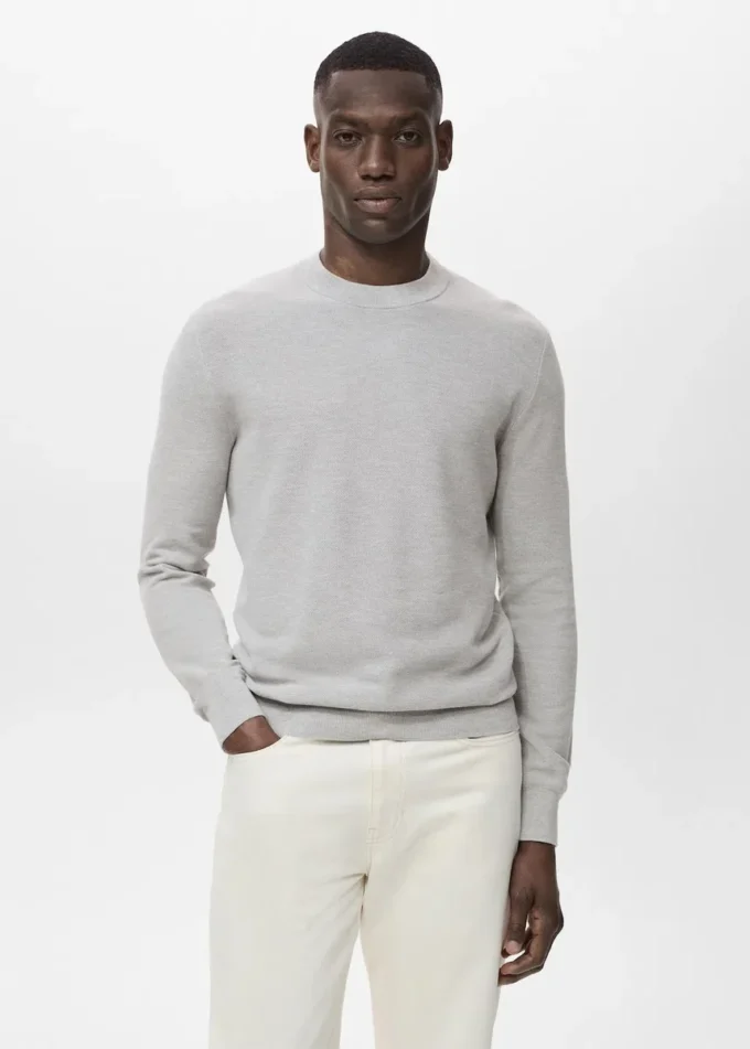 Mikrostrukturovaný bavlněný pletený svetr Mikrostrukturovaný bavlněný pletený svetr