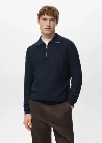 Mikrostrukturovaný svetr se zipem u krku