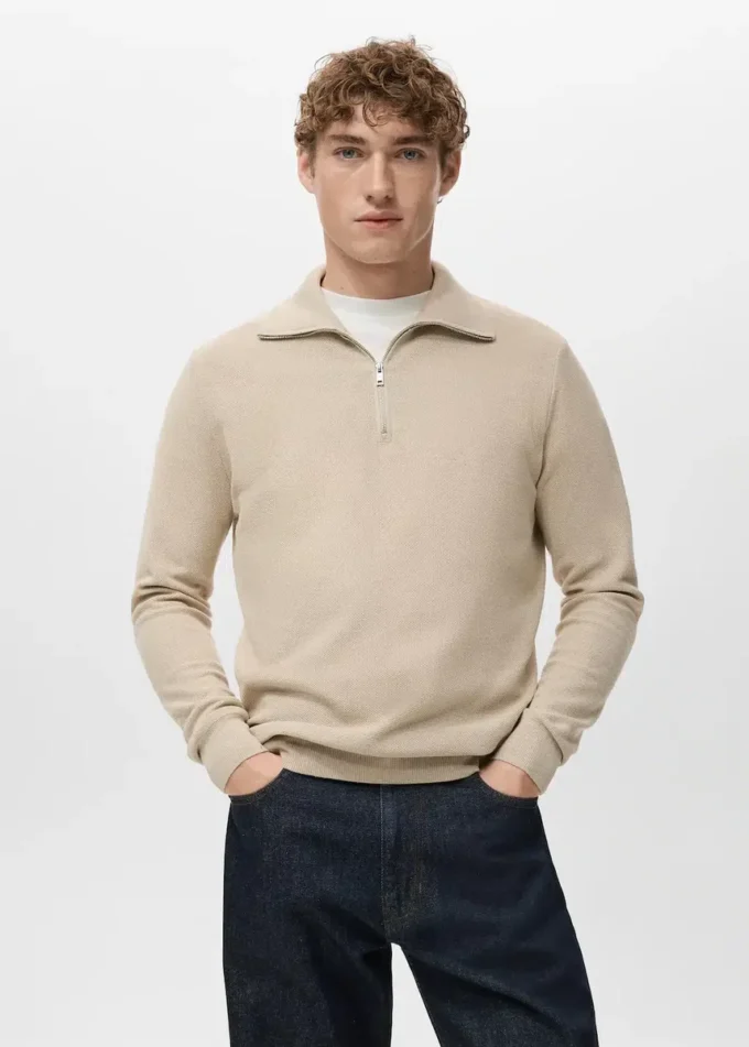 Mikrostrukturovaný svetr se zipem u krku Mikrostrukturovaný svetr se zipem u krku