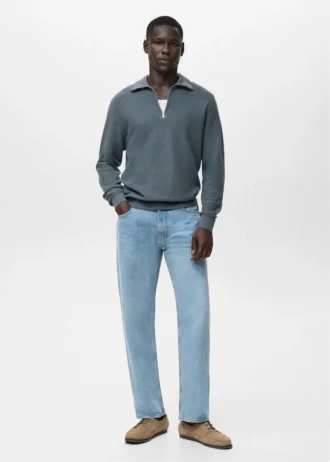 Mikrostrukturovaný svetr se zipem u krku