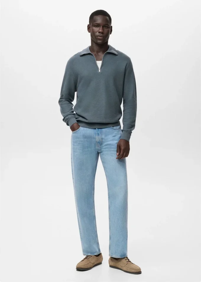 Mikrostrukturovaný svetr se zipem u krku Mikrostrukturovaný svetr se zipem u krku