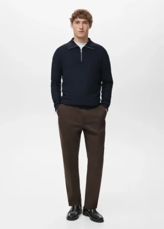 Mikrostrukturovaný svetr se zipem u krku