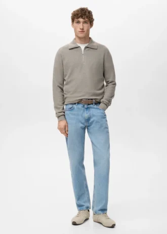 Mikrostrukturovaný svetr se zipem u krku