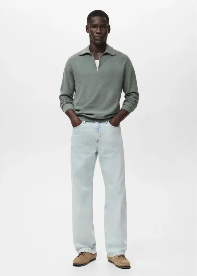 Mikrostrukturovaný svetr se zipem u krku Mikrostrukturovaný svetr se zipem u krku