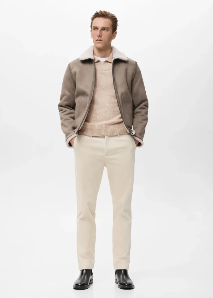 Oboustranná bunda s detaily z ovčí kůže Oboustranná bunda s detaily z ovčí kůže