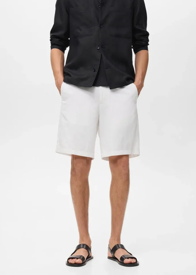 Šortky ze směsi lnu s elastickým pasem Šortky ze směsi lnu s elastickým pasem