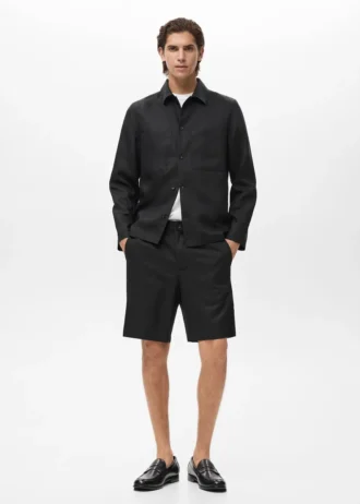 Šortky ze směsi lnu s elastickým pasem