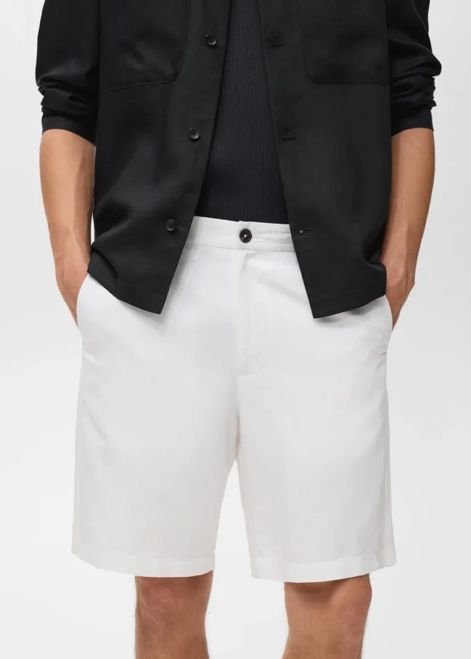 Šortky ze směsi lnu s elastickým pasem Šortky ze směsi lnu s elastickým pasem