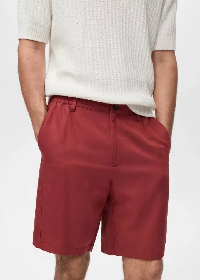 Šortky ze směsi lnu s elastickým pasem Šortky ze směsi lnu s elastickým pasem