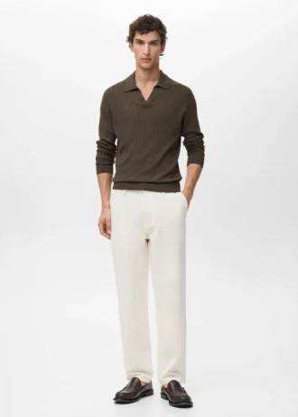 Pletený polo svetr s žebrováním