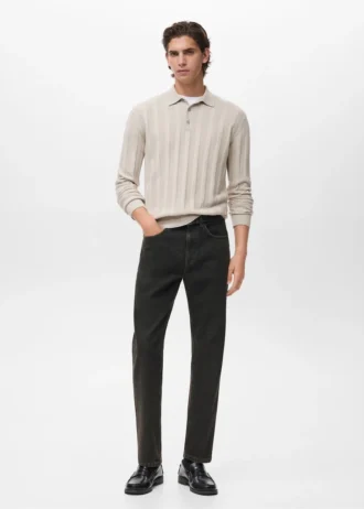 Pletený polo svetr s žebrováním