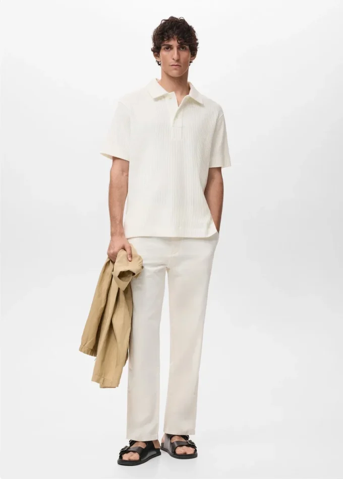 Pletené polo tričko s texturou Pletené polo tričko s texturou