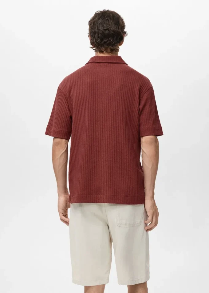 Pletené polo tričko s texturou Pletené polo tričko s texturou