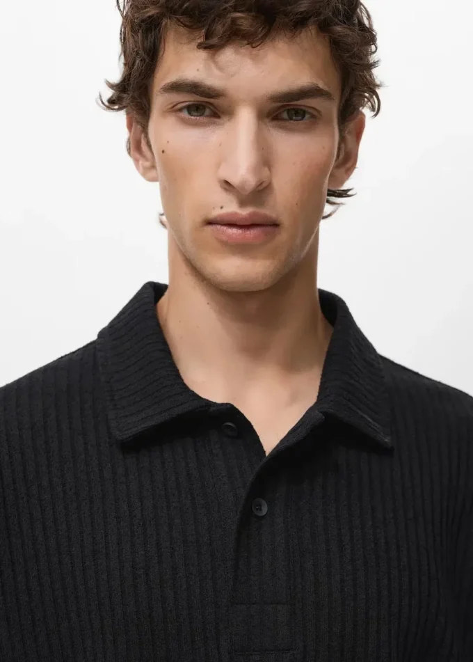 Pletené polo tričko s texturou Pletené polo tričko s texturou