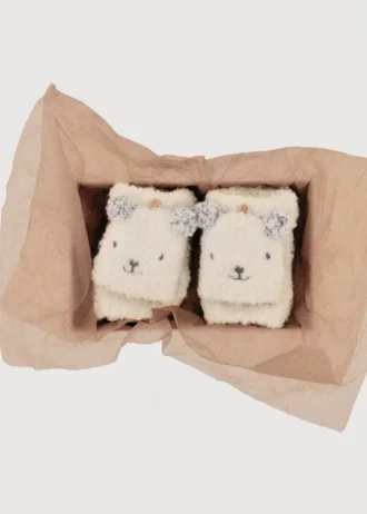 Pletené rukavice s medvídkem