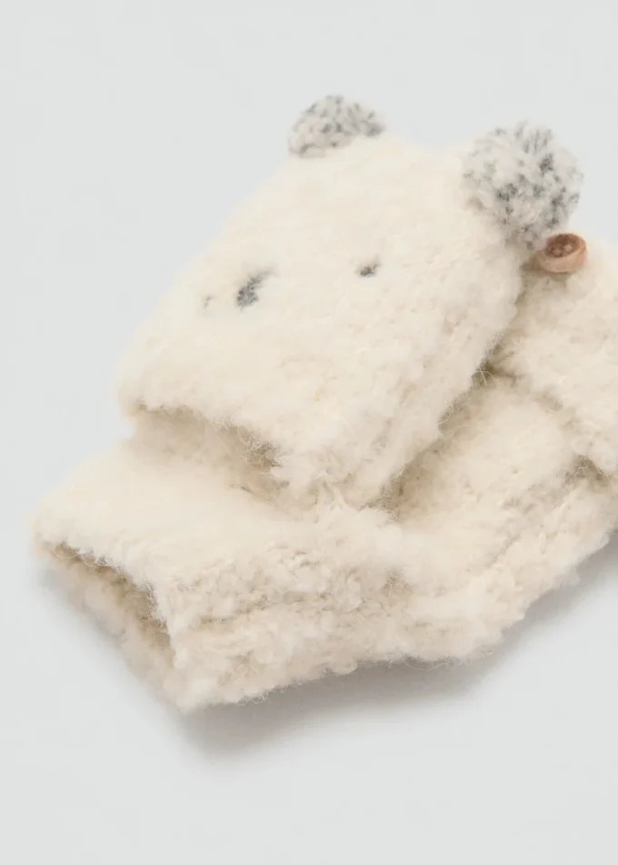 Pletené rukavice s medvídkem