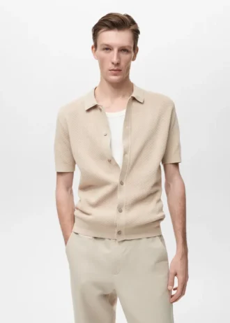 Pletená strukturovaná košile s krajkovým vzorem