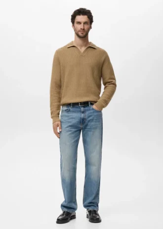 Pletený strukturovaný polo svetr