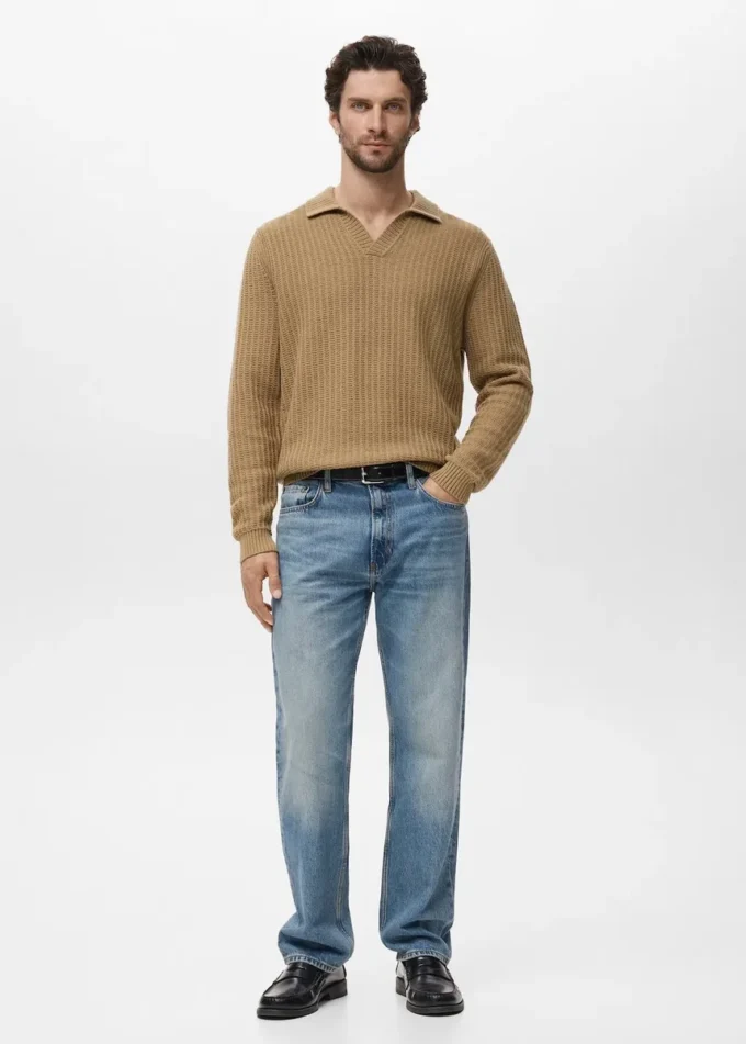 Pletený strukturovaný polo svetr Pletený strukturovaný polo svetr