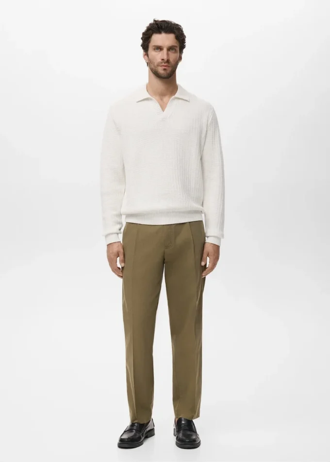 Pletený strukturovaný polo svetr Pletený strukturovaný polo svetr