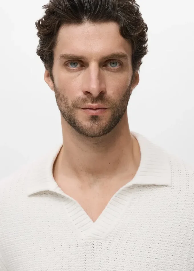 Pletený strukturovaný polo svetr Pletený strukturovaný polo svetr